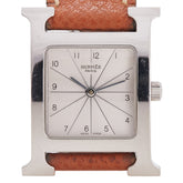 エルメス Hウォッチ 腕時計 HH1.210 クオーツ シルバー文字盤 ステンレススチール レザー レディース HERMES 【中古】